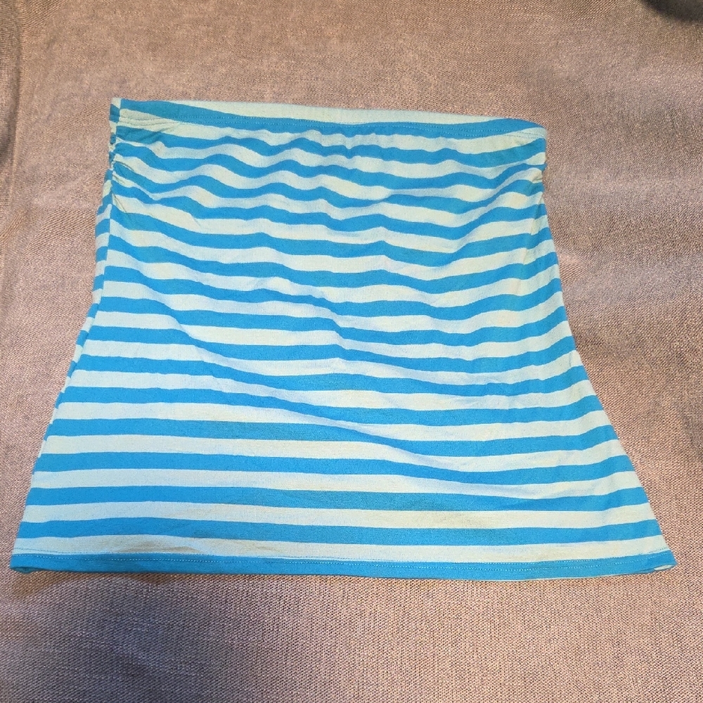 Warehouse Blue and White Striped Halter Top